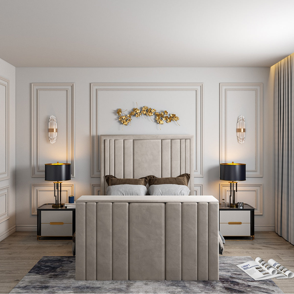Atom Upholstered Soft Velvet TV Bespoke Bed Frame