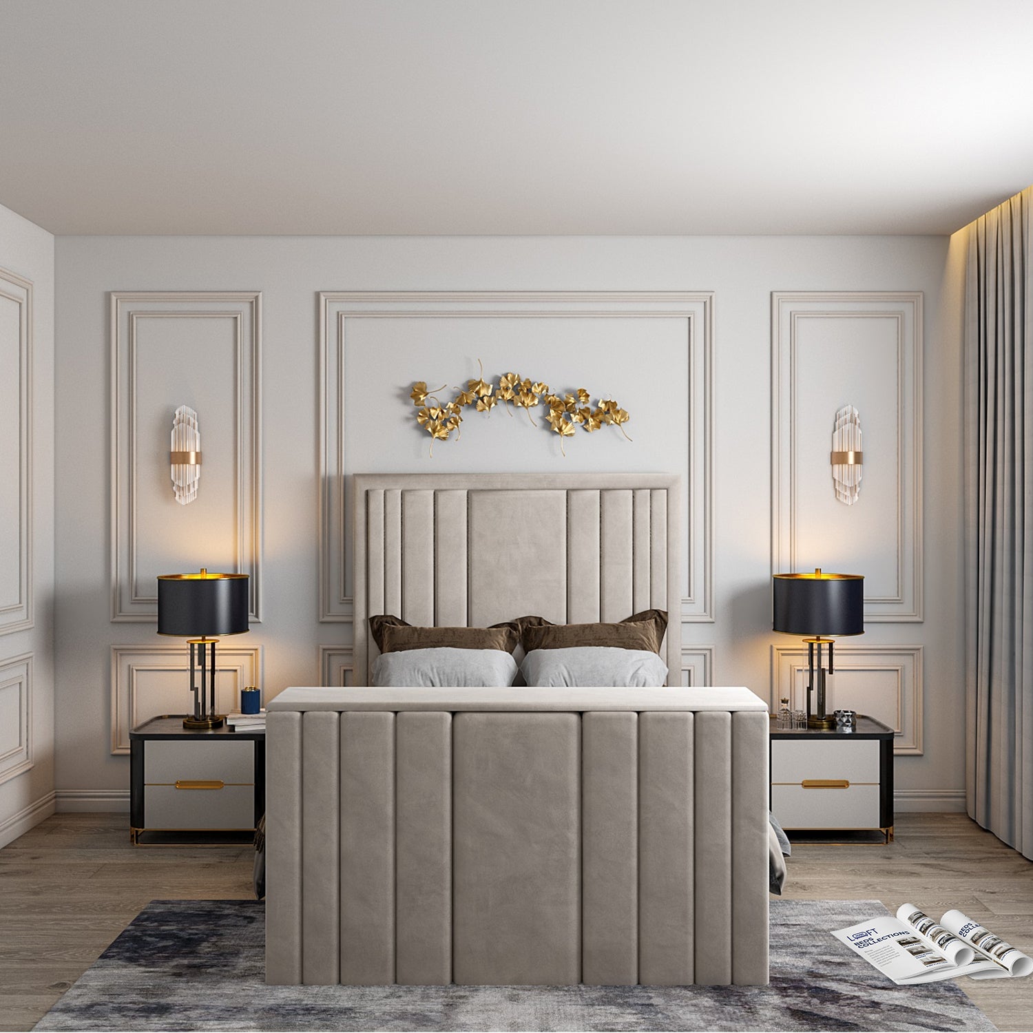 Atom Upholstered Soft Velvet TV Bespoke Bed Frame