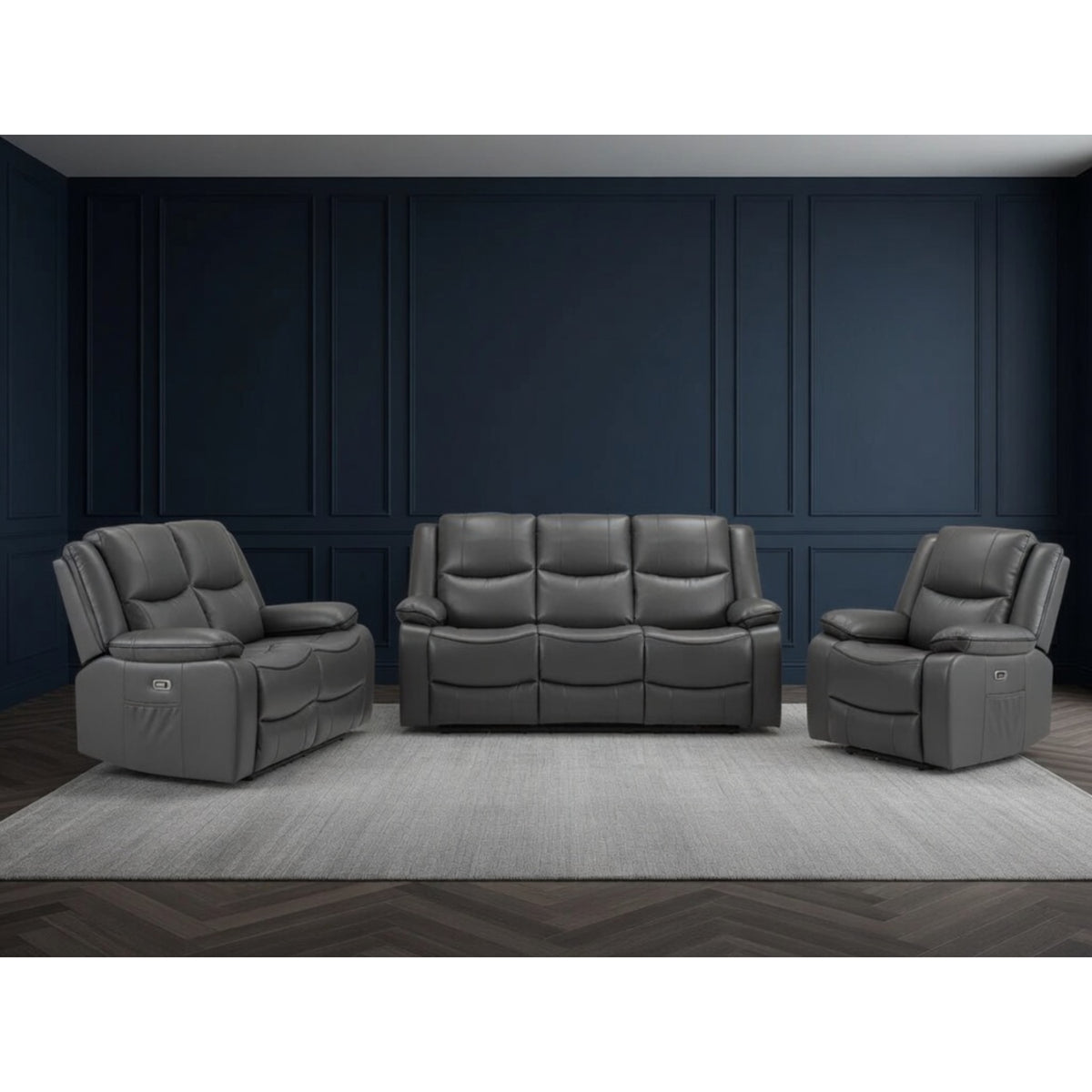 Harald Electric Recliner 3+2+1  Sofa Seater In Grey