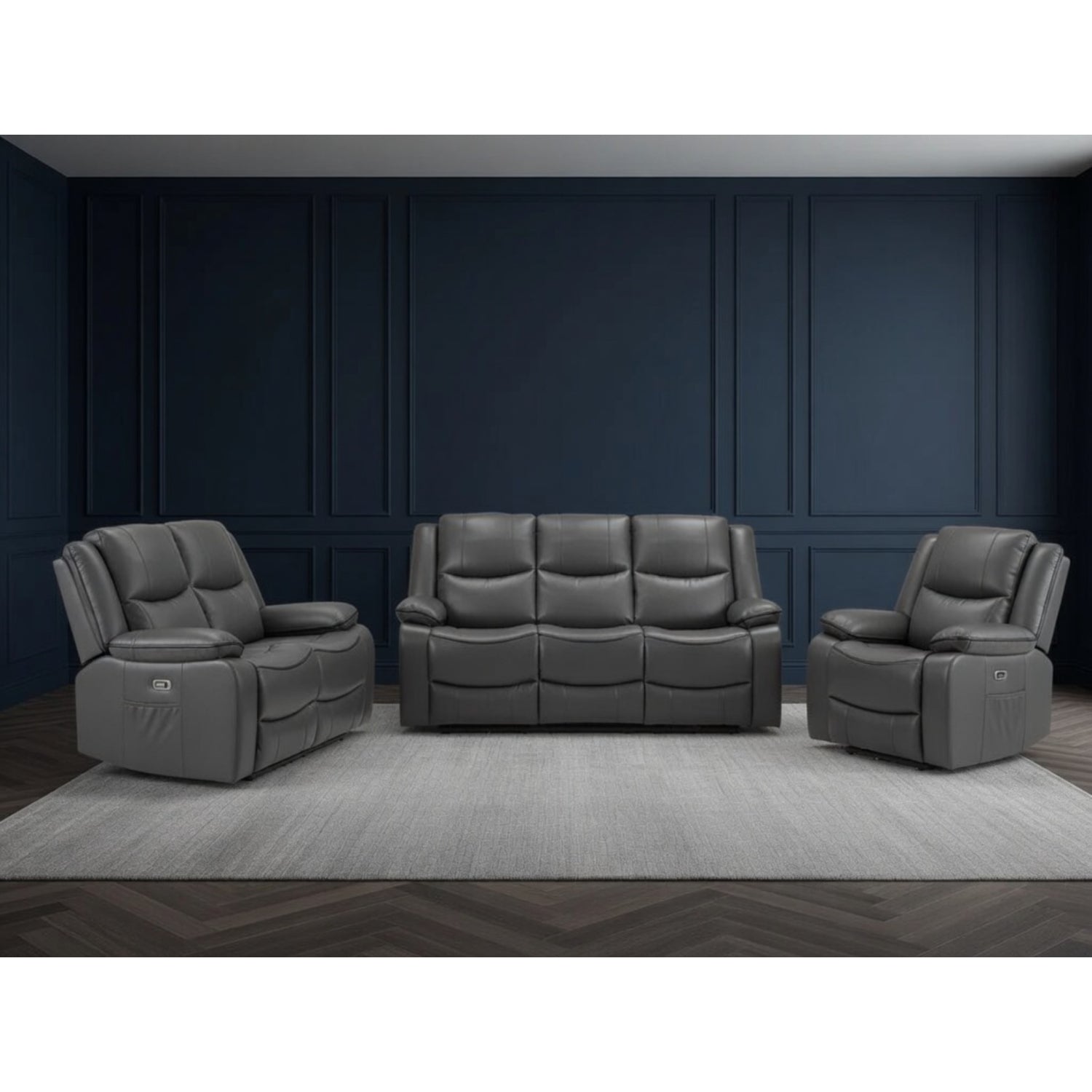 Harald Electric Recliner 3+2+1  Sofa Seater In Grey