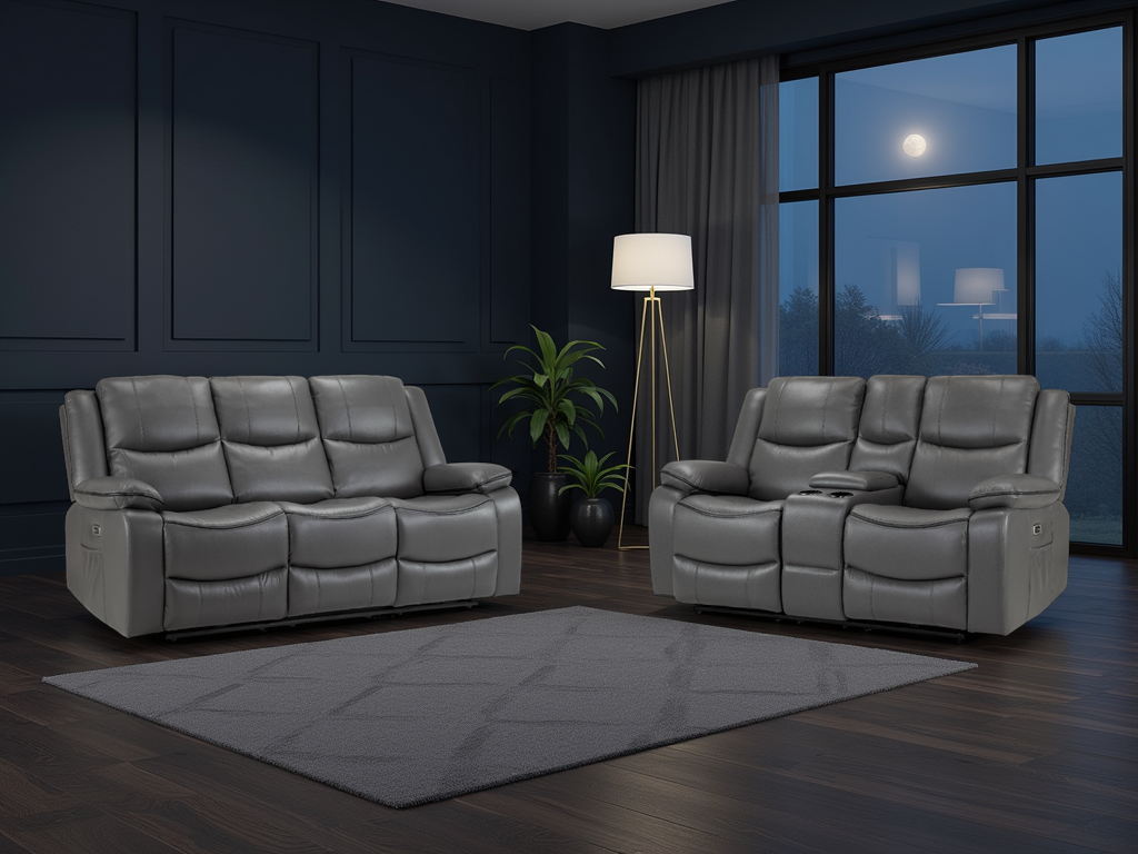 Harald Electric Recliner Sofa 3+2 Seater In Grey