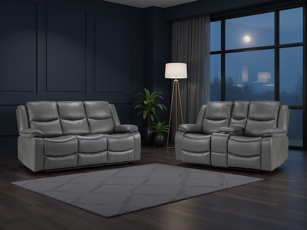 Harald Electric Recliner Sofa 3+2 Seater In Grey