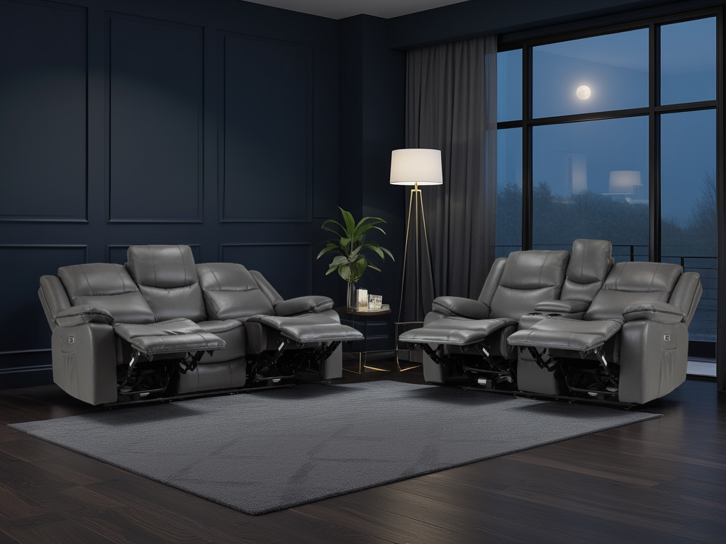 Harald Electric Recliner Sofa 3+2 Seater In Grey