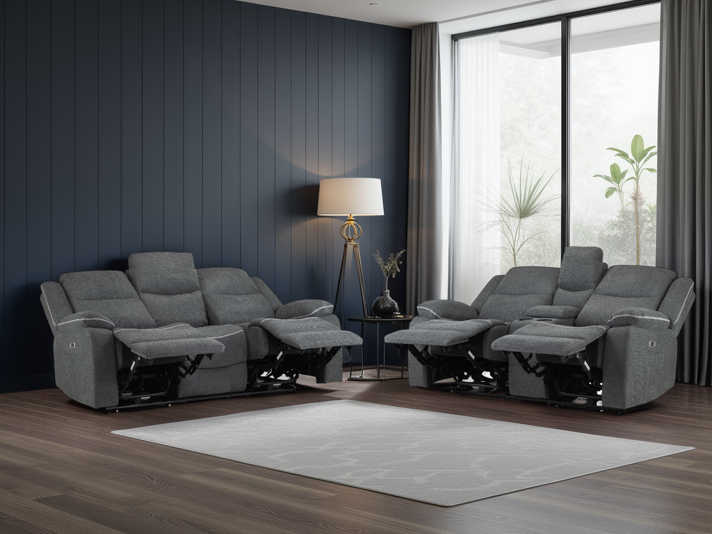 Harald Electric Recliner Sofa 3+2 Seater in Graphite
