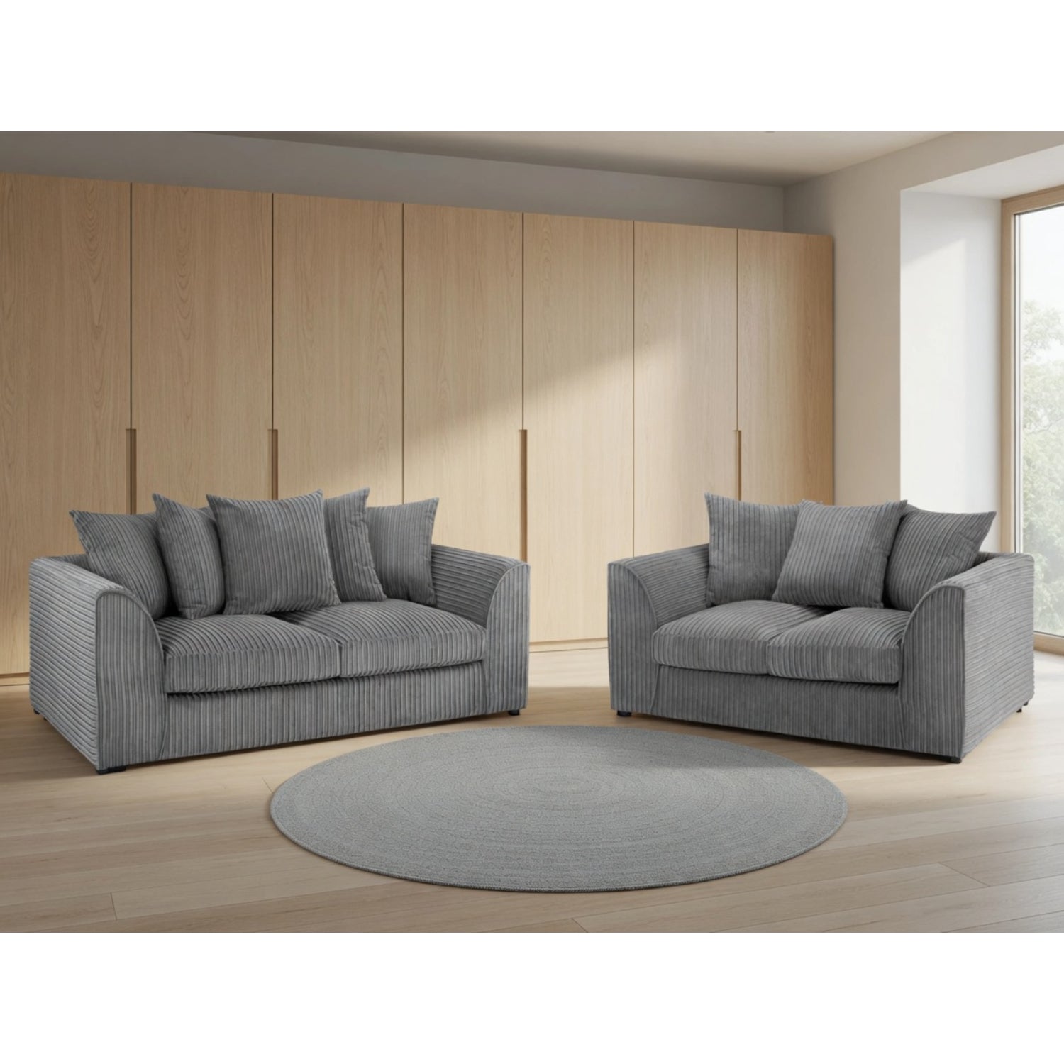 Harley Jumbo Sofa 3+2 Set In Grey
