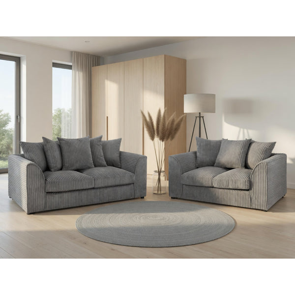 Harley Jumbo Sofa 3+2 Set In Grey