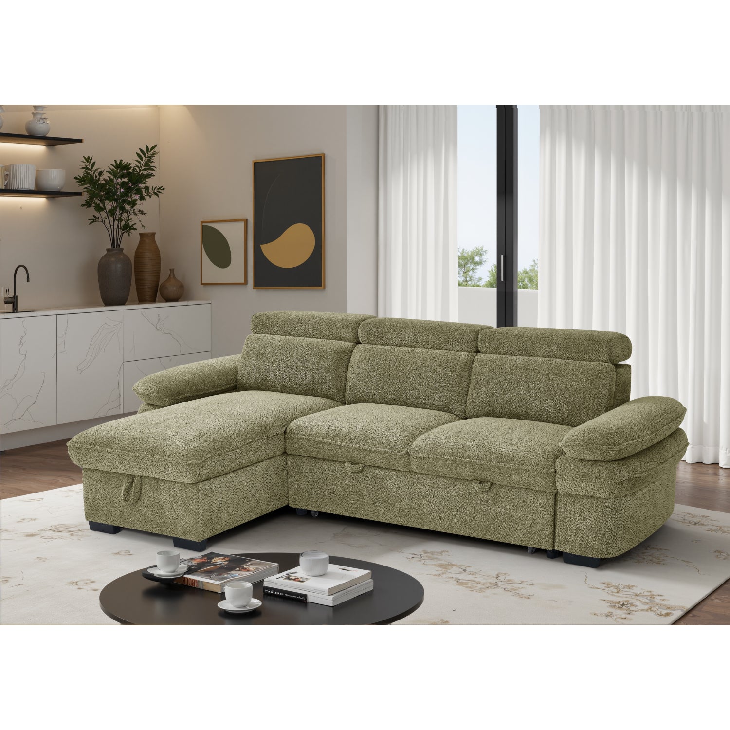 Hudson Sofabed Universal Corner In  Green