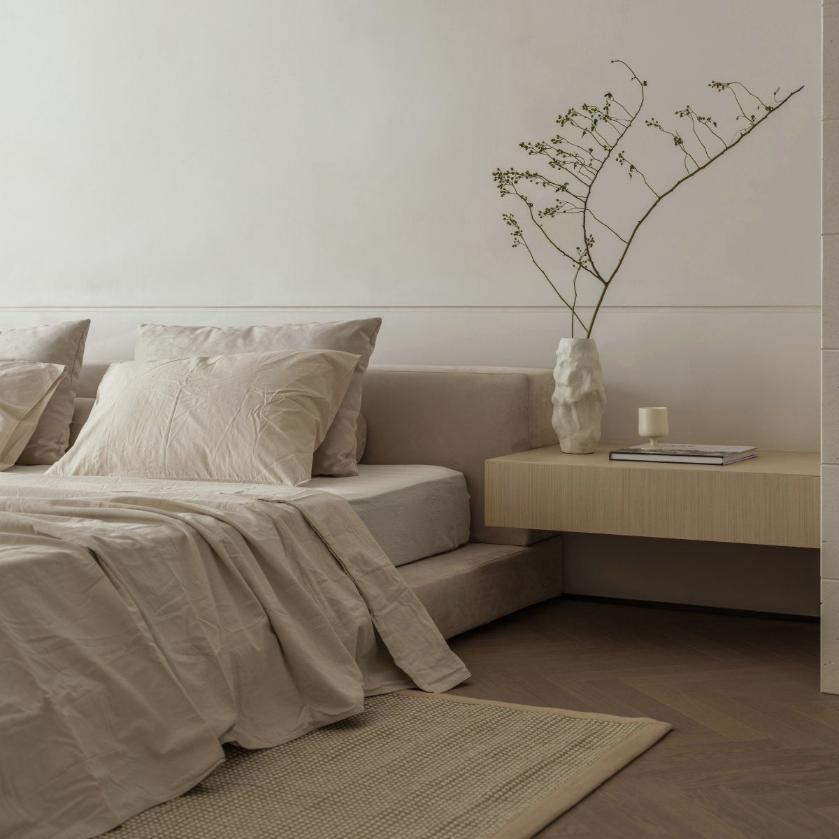 Luxe Boucle Upholstered Platform Bed Frame