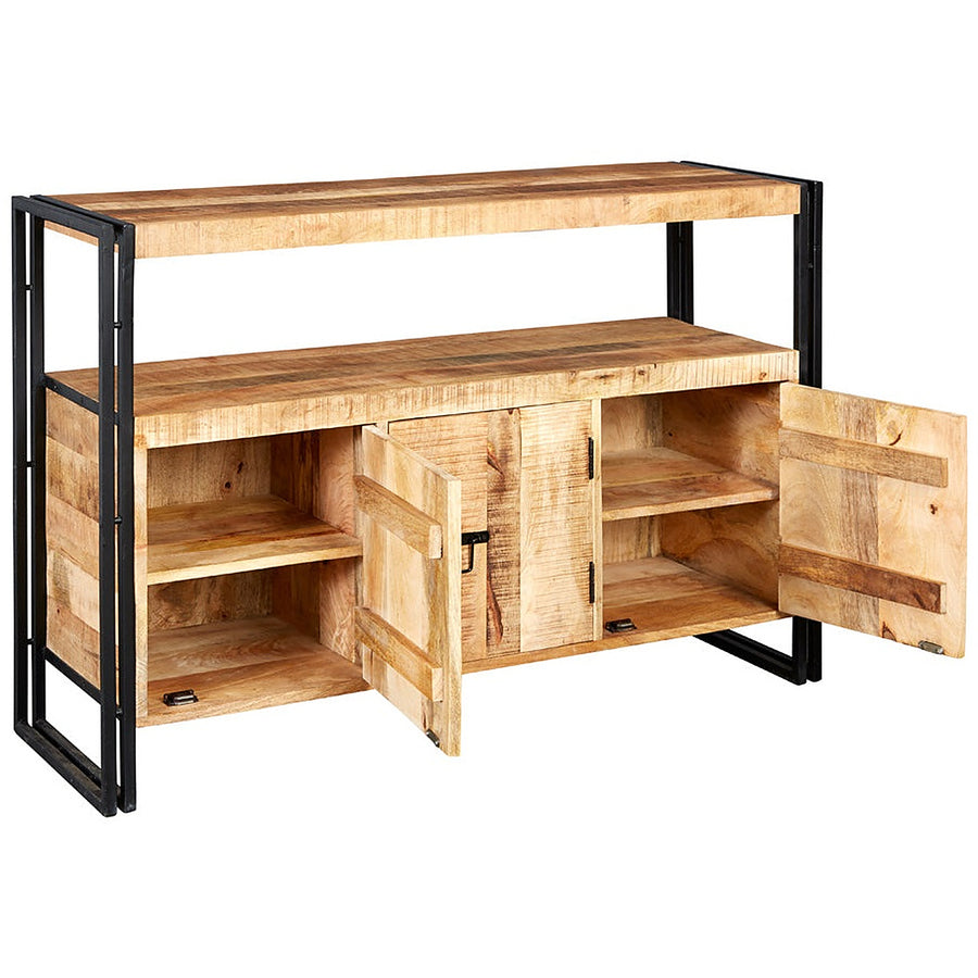 Rivetta Natural Industrial Mango Wood and Metal 2 Cupboard Sideboard