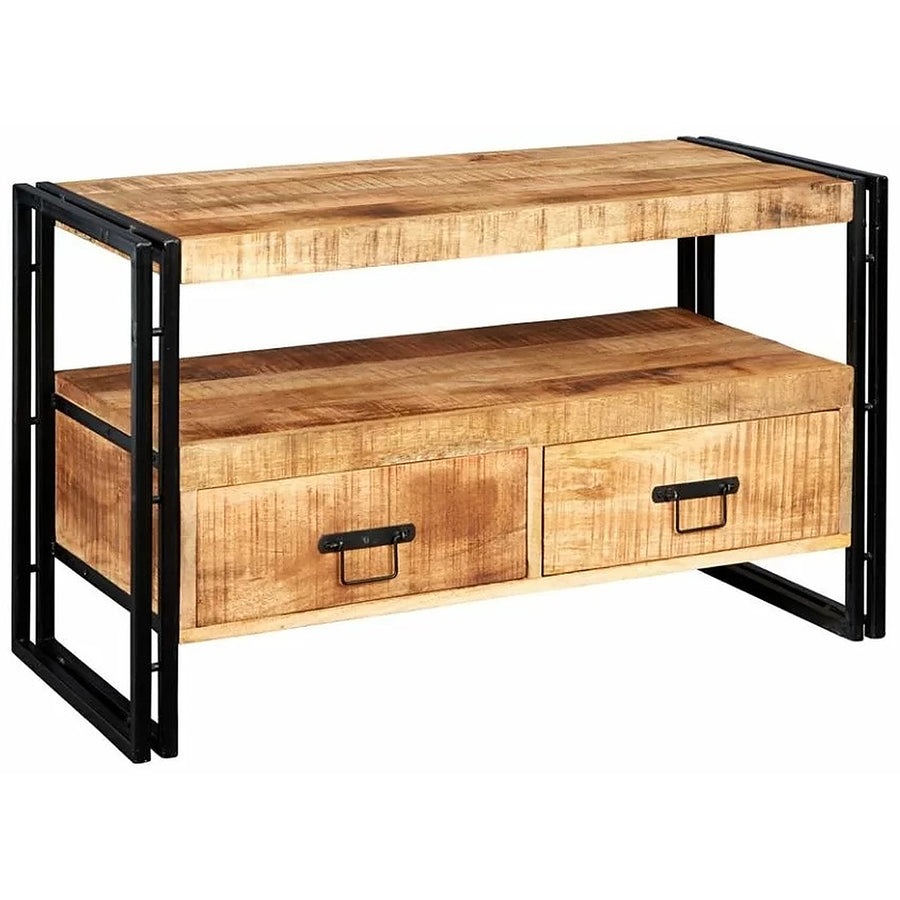 Rivetta Natural Industrial Mango Wood and Metal 2 Drawer TV Stand - image 5