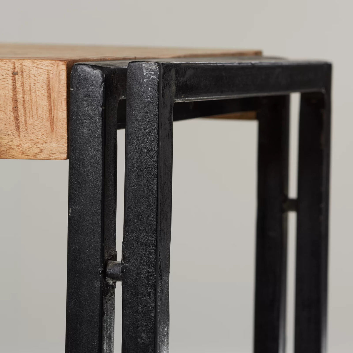 Rivetta Natural Industrial Mango Wood and Metal Console Table