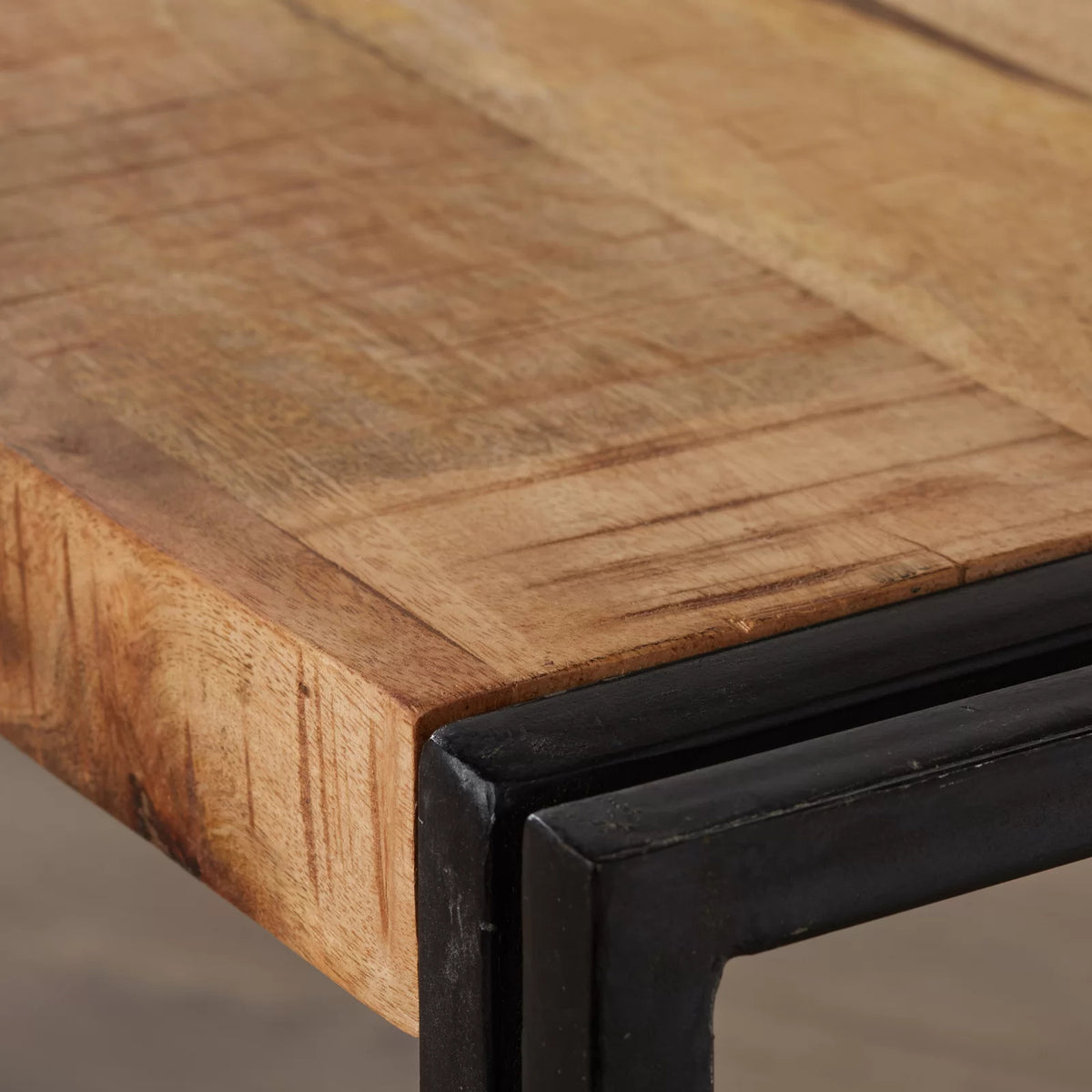 Rivetta Natural Industrial Mango Wood and Metal Console Table