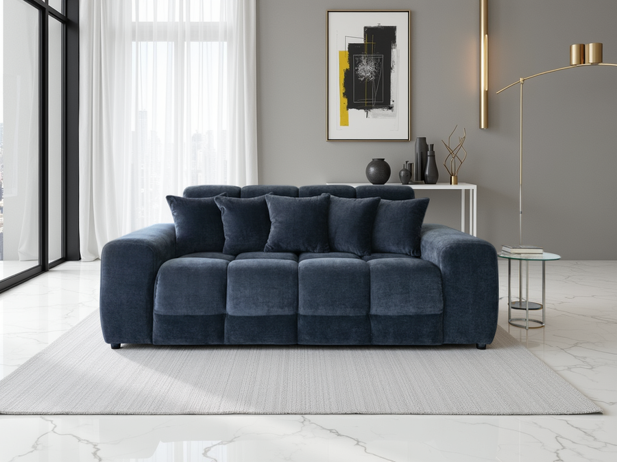 Bamburgh Black Quilted 3 Seater Sofa