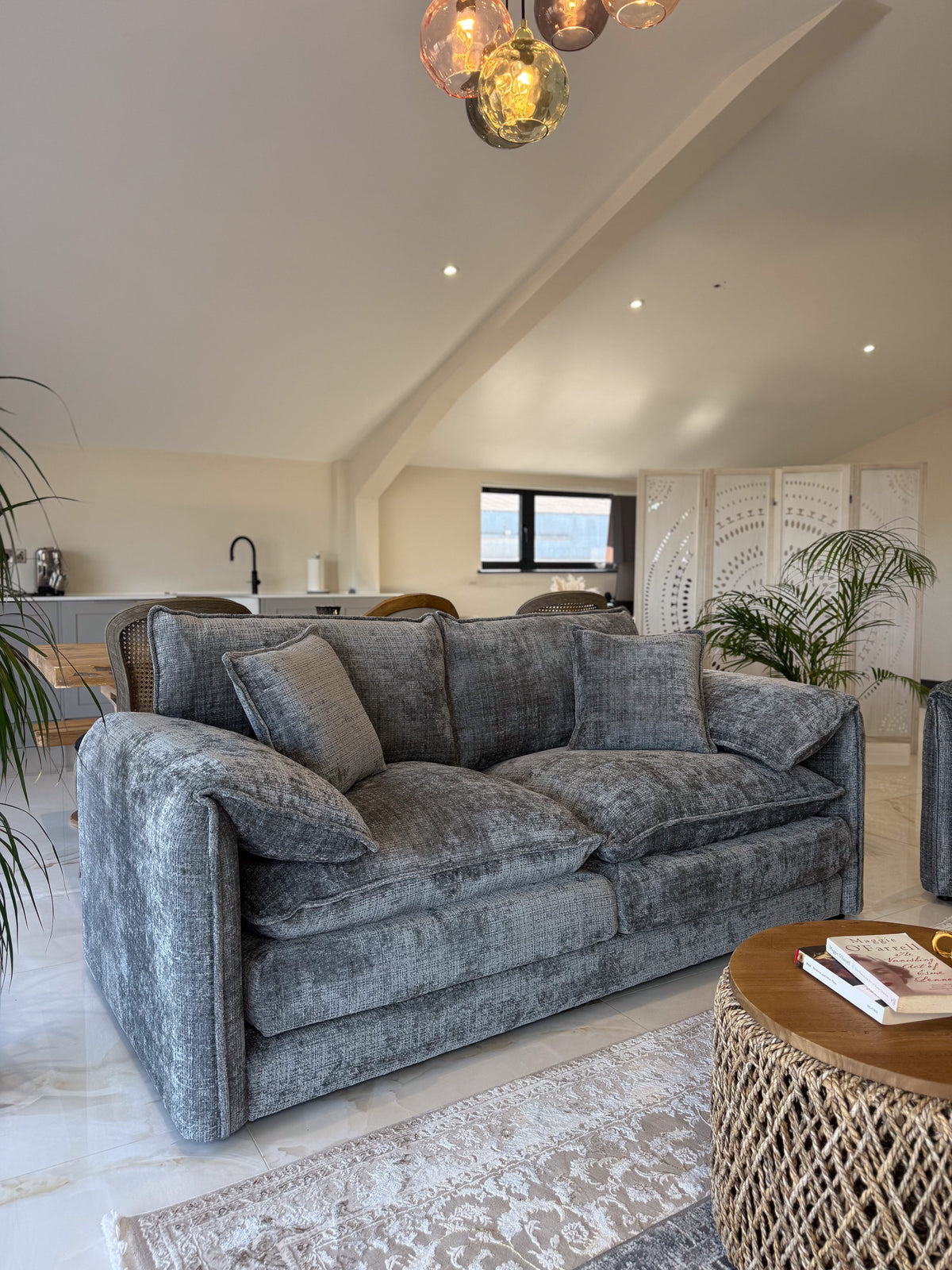 Hartfield Grey Chenille 3 Seater Sofa – view 4