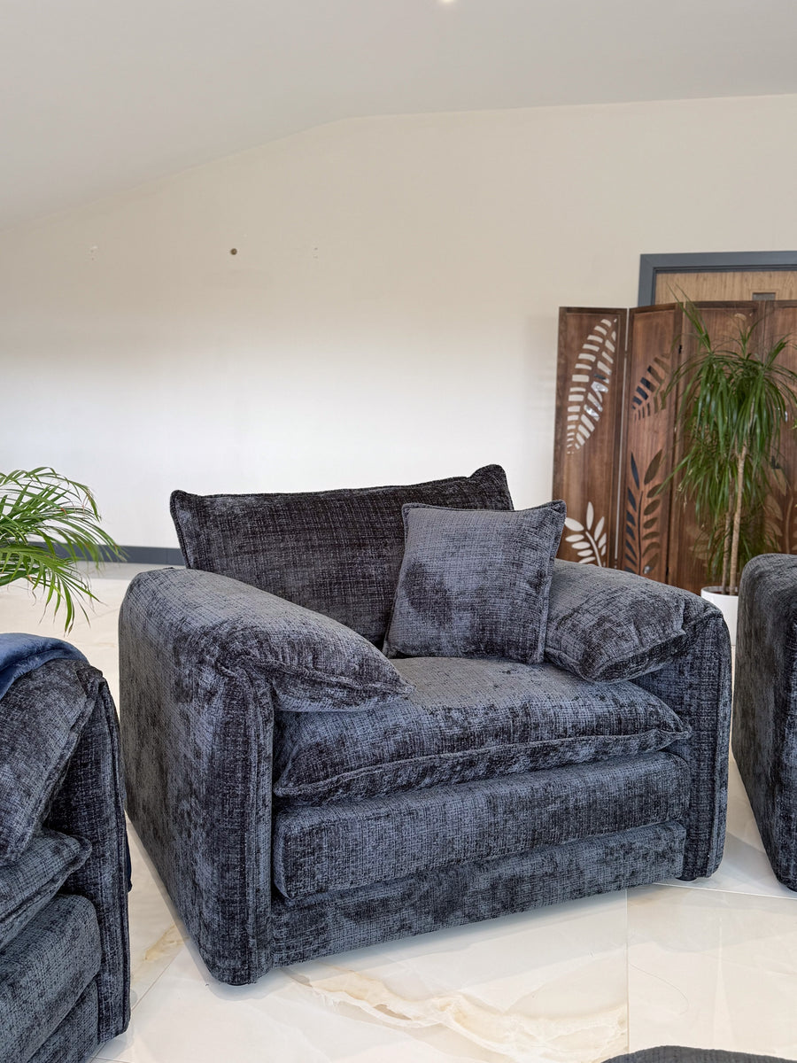 Hartfield Black Chenille Armchair – view 2