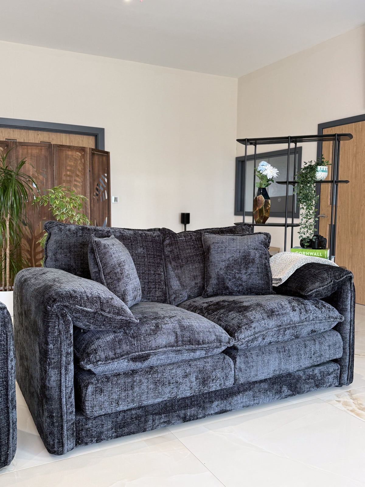Hartfield Black Chenille 2 Seater Sofa – view 3