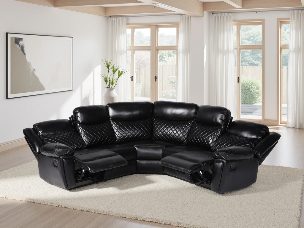 Myra Recliner Sofa Large Corner in Black