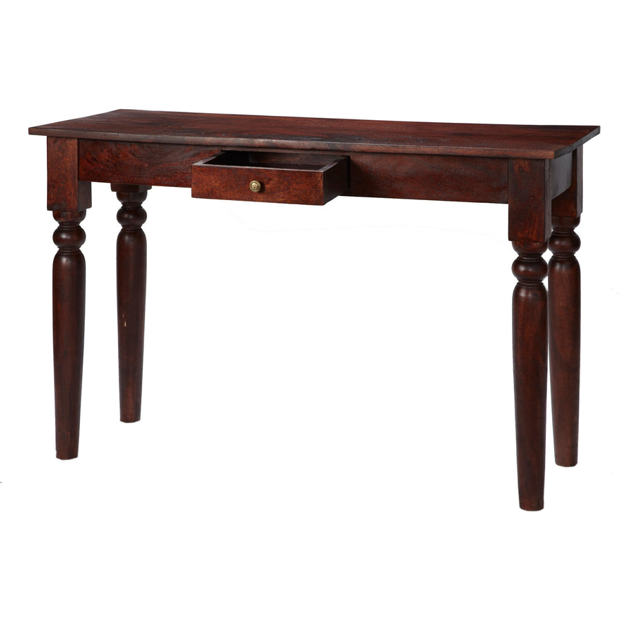 Ambera Mahogany Traditional Solid Mango Console Table with Drawer