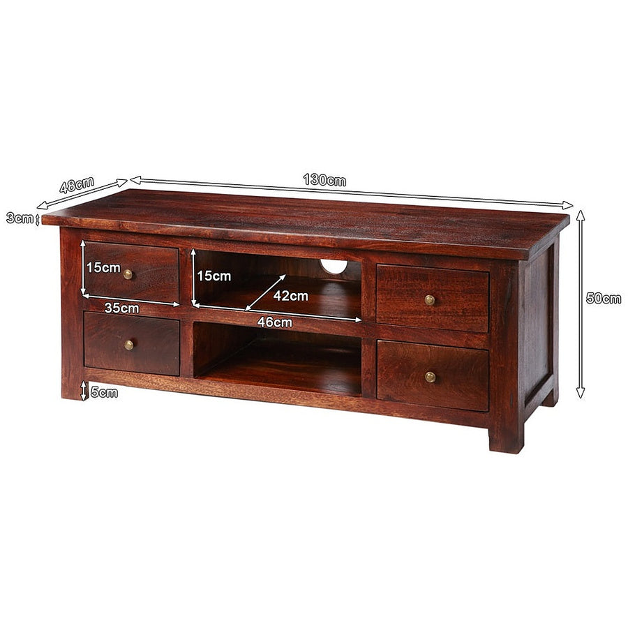 Ambera Mahogany Traditional Solid Mango 4 Drawer TV Cabinet - image 5