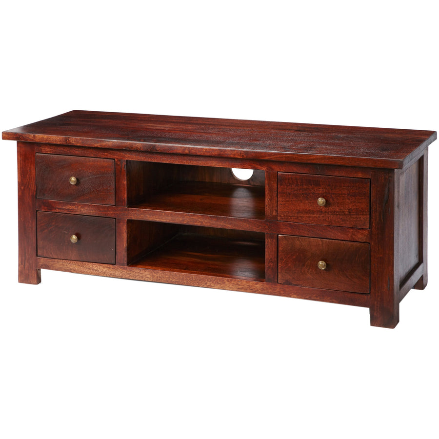 Ambera Mahogany Traditional Solid Mango 4 Drawer TV Cabinet - image 4