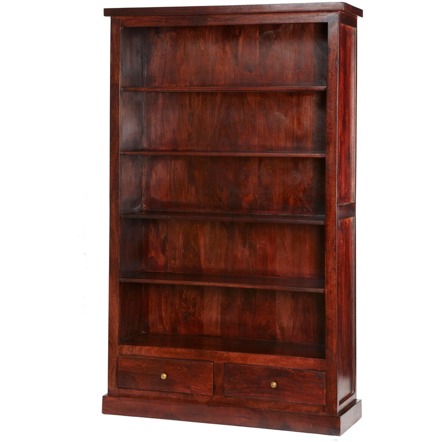 Ambera Mahogany Large Traditional Solid Mango 2 Drawer Bookcase
