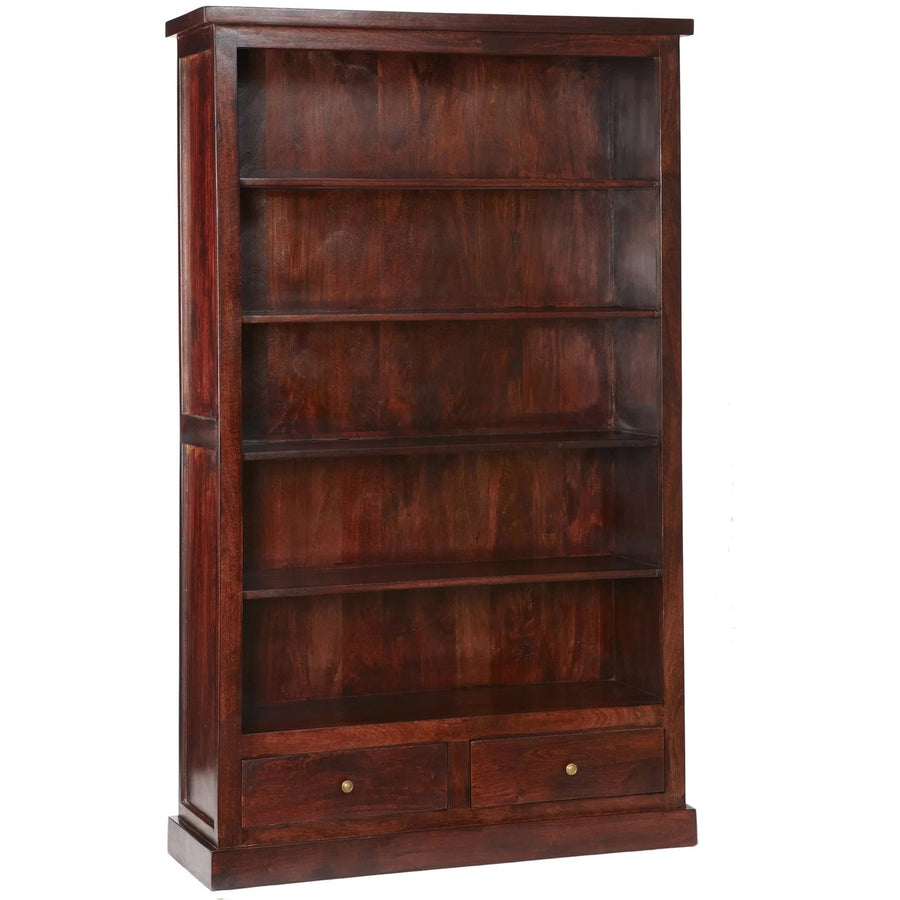 Ambera Mahogany Large Traditional Solid Mango 2 Drawer Bookcase - image 5