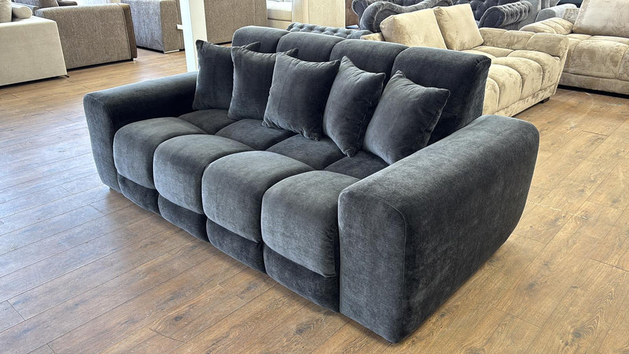 Bamburgh Black Quilted 3 Seater Sofa – view 3