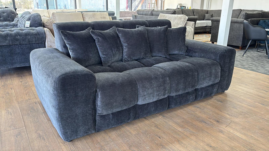 Bamburgh Black Quilted 3 Seater Sofa – view 4