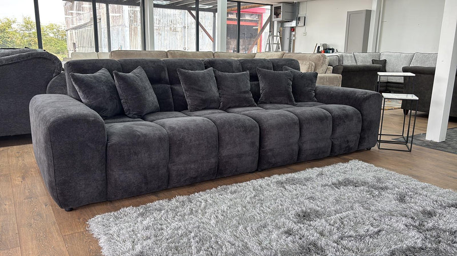 Bamburgh Black Quilted 4 Seater Sofa – view 3