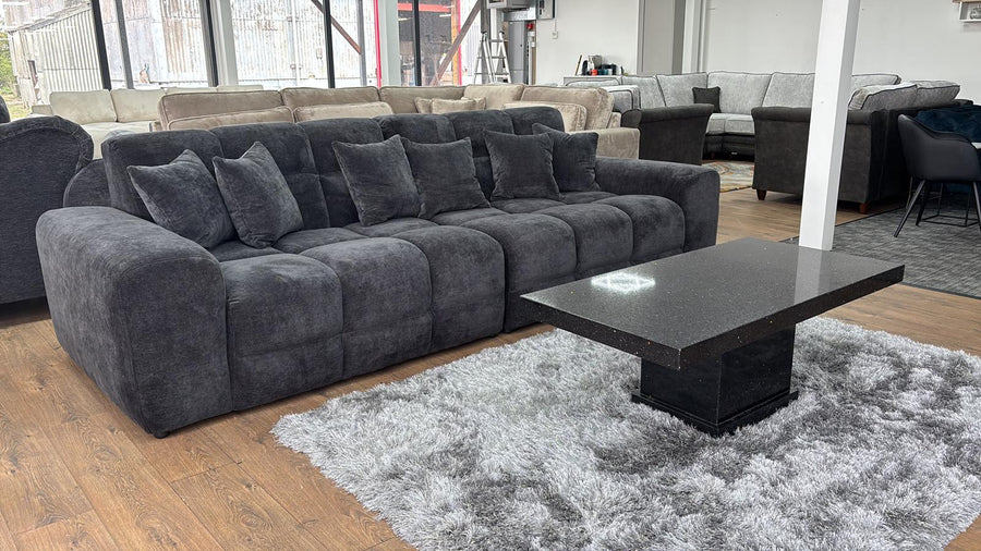 Bamburgh Black Quilted 4 Seater Sofa – view 5