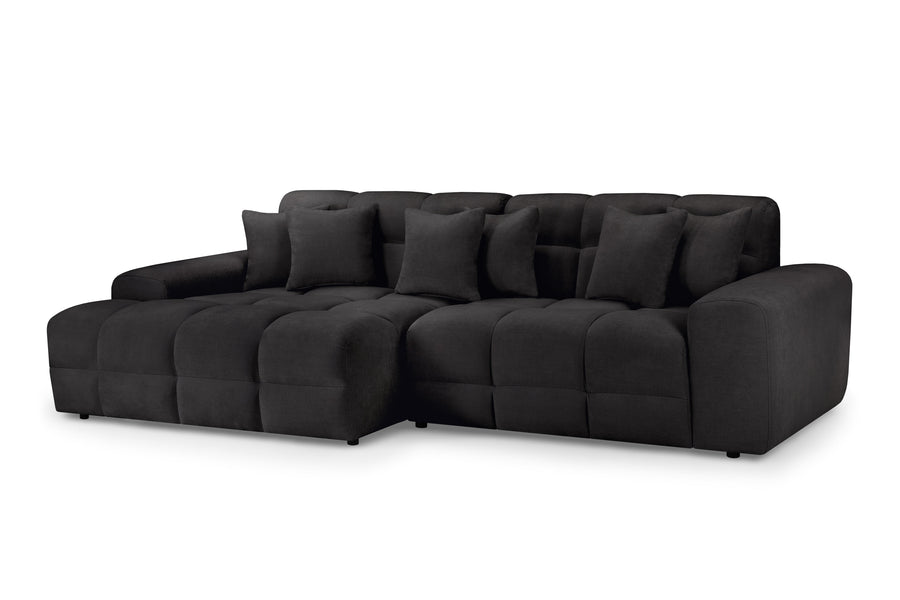 Bamburgh Black Quilted Left Hand Facing Corner Sofa – view 4
