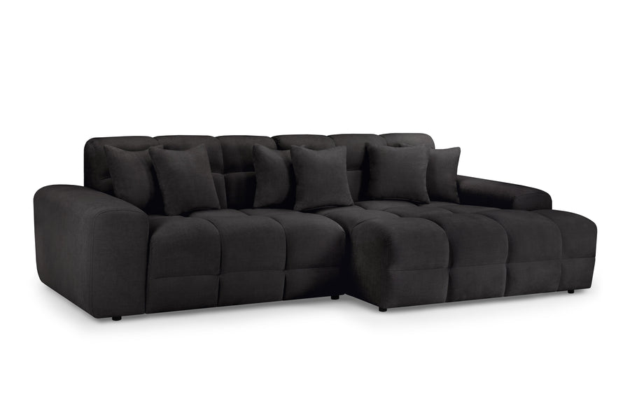 Bamburgh Black Quilted Right Hand Facing Corner Sofa – view 3