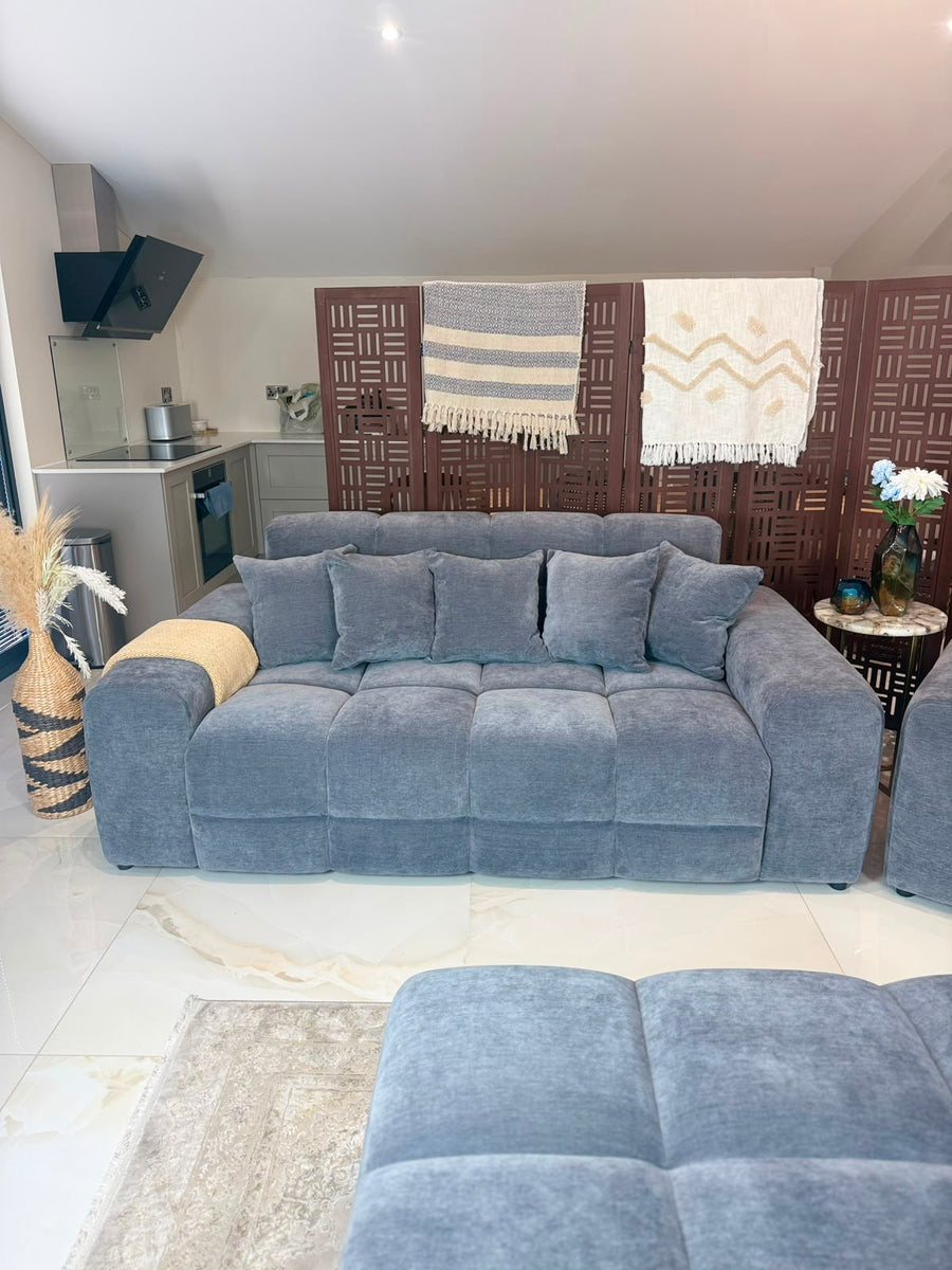 Bamburgh Grey Quilted 3 Seater Sofa – view 2