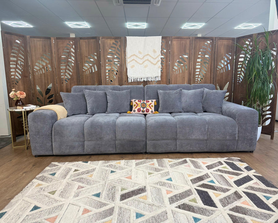 Bamburgh Grey Quilted 4 Seater Sofa – view 4