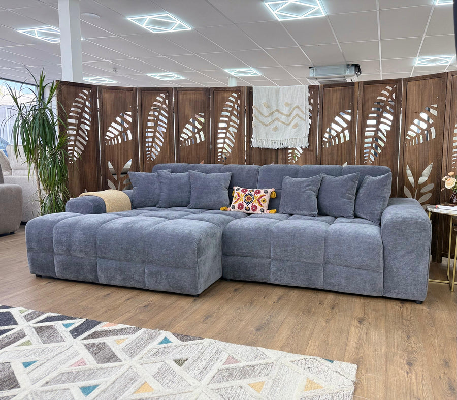 Bamburgh Grey Quilted Left Hand Facing Corner Sofa – view 5