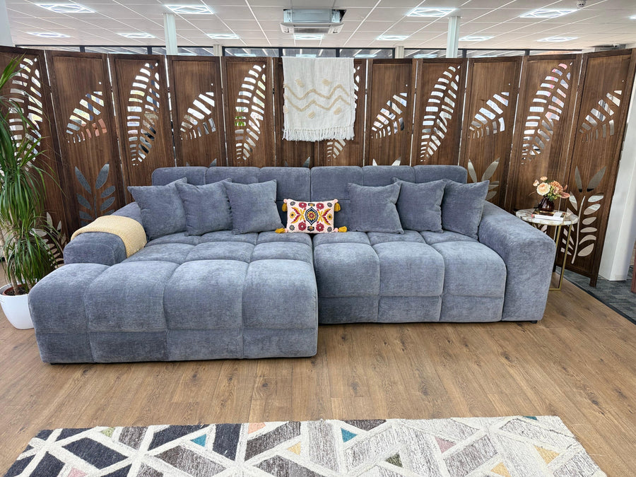 Bamburgh Grey Quilted Left Hand Facing Corner Sofa – view 2
