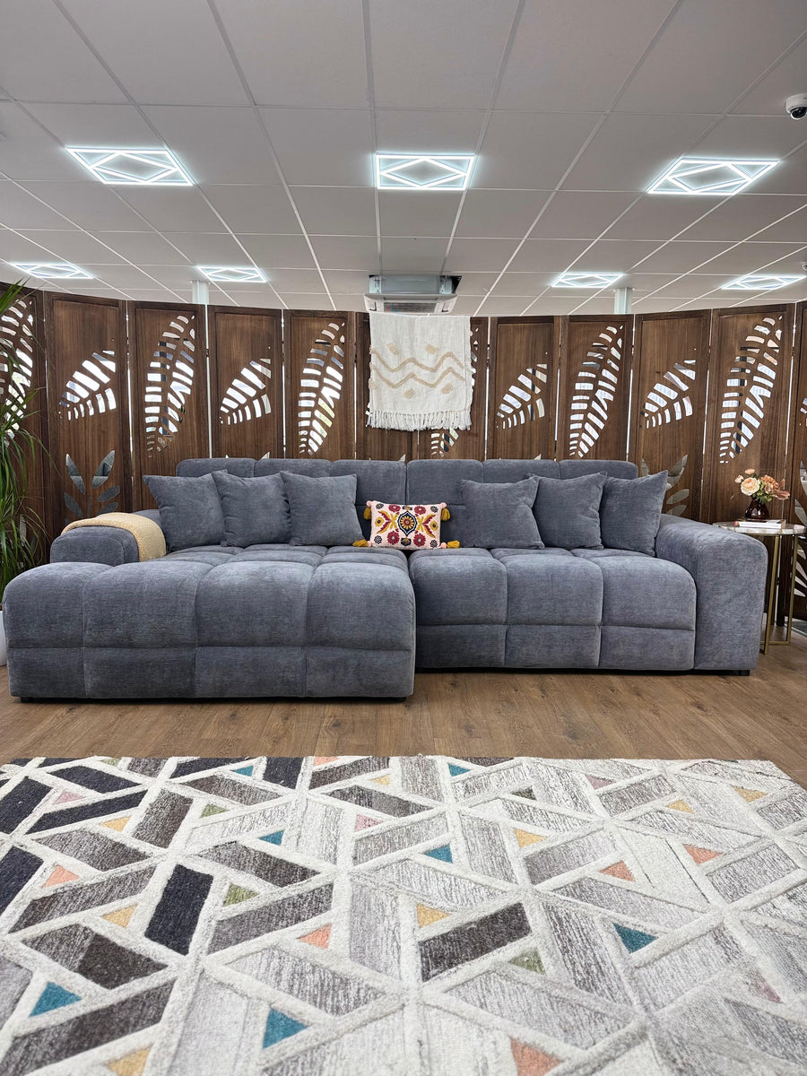 Bamburgh Grey Quilted Left Hand Facing Corner Sofa – view 3