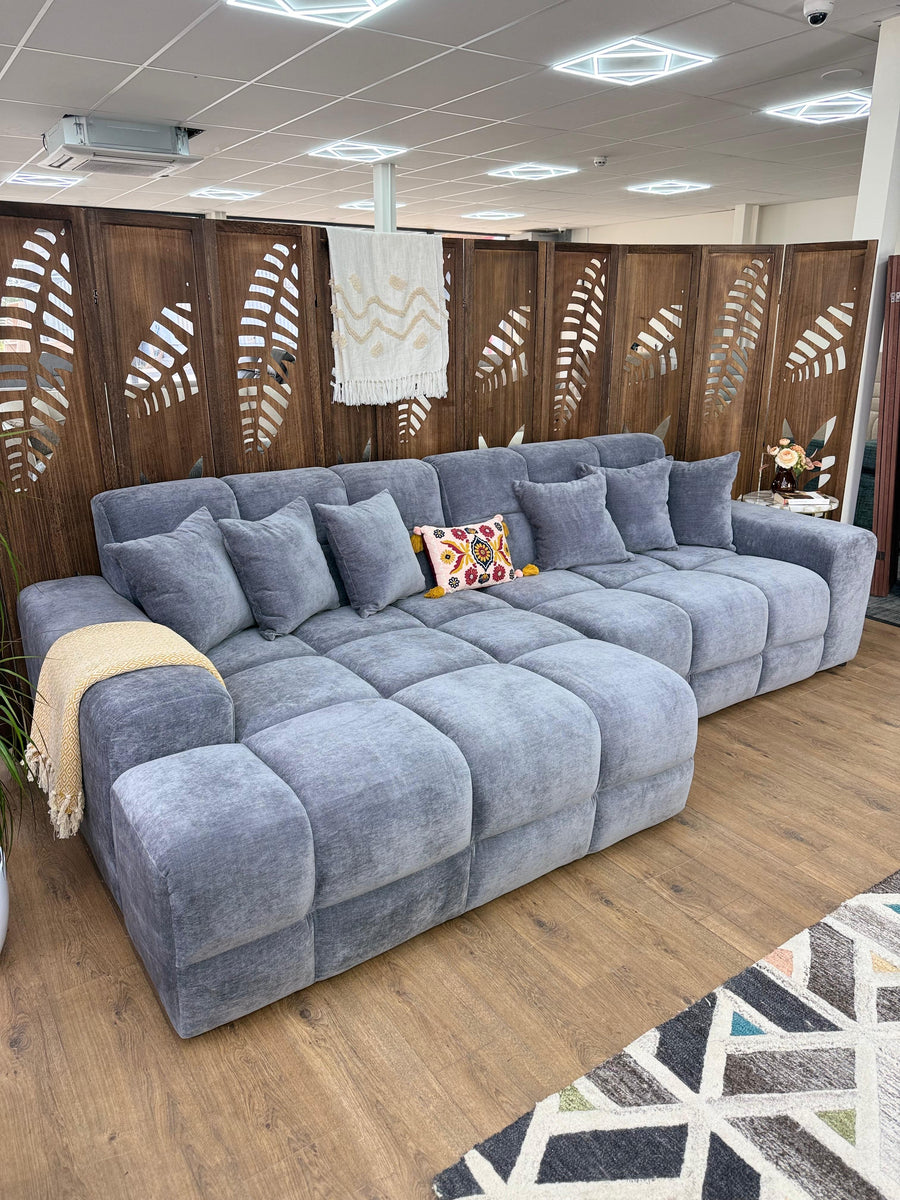 Bamburgh Grey Quilted Left Hand Facing Corner Sofa – view 4
