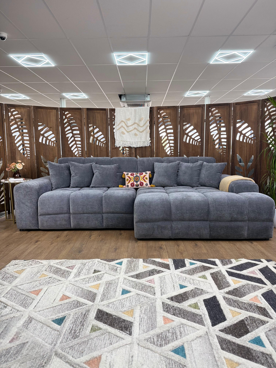 Bamburgh Grey Quilted Right Hand Facing Corner Sofa – view 3