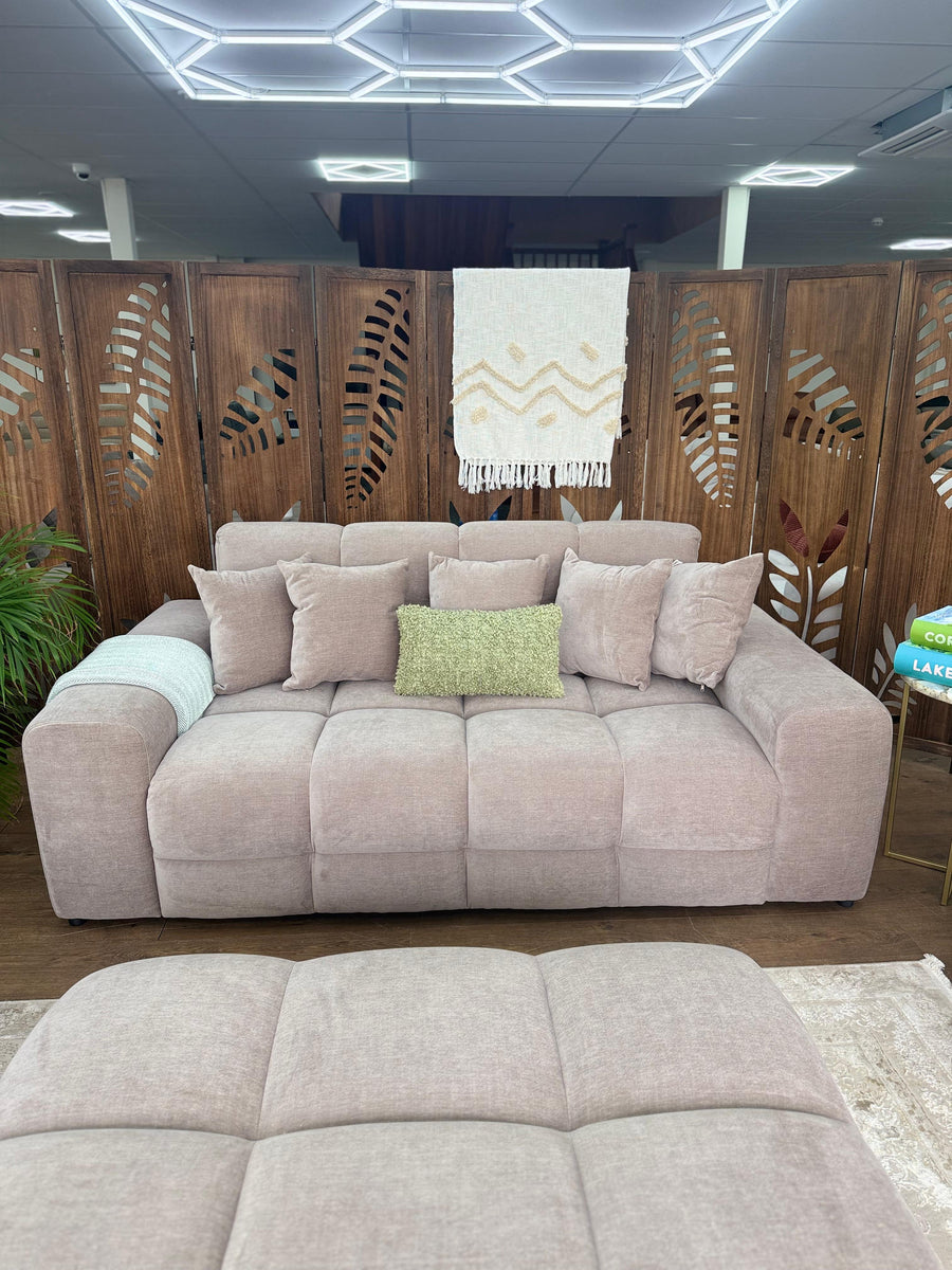 Bamburgh Latte Quilted 3 Seater Sofa – view 2