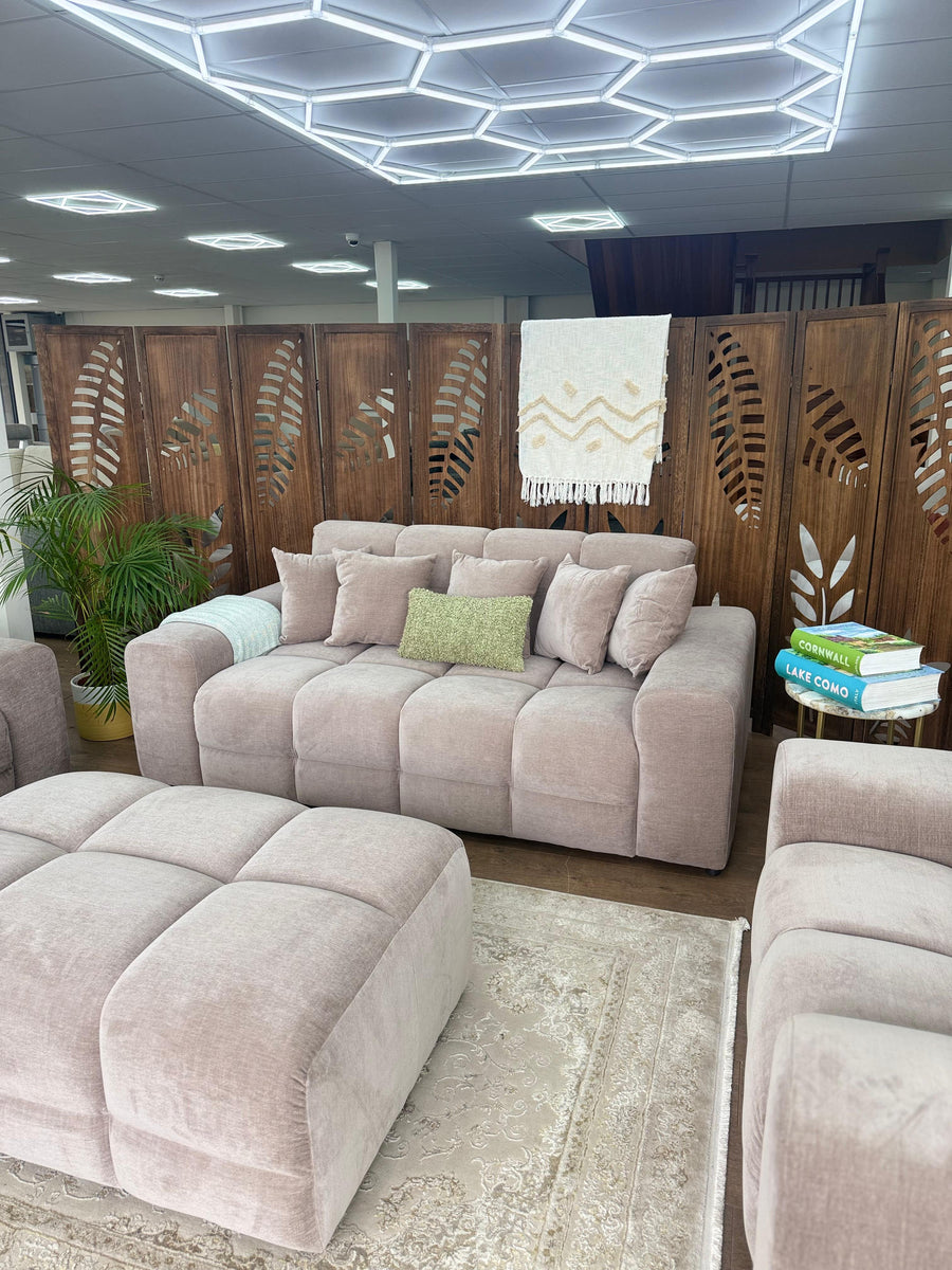 Bamburgh Latte Quilted 3 Seater Sofa – view 3