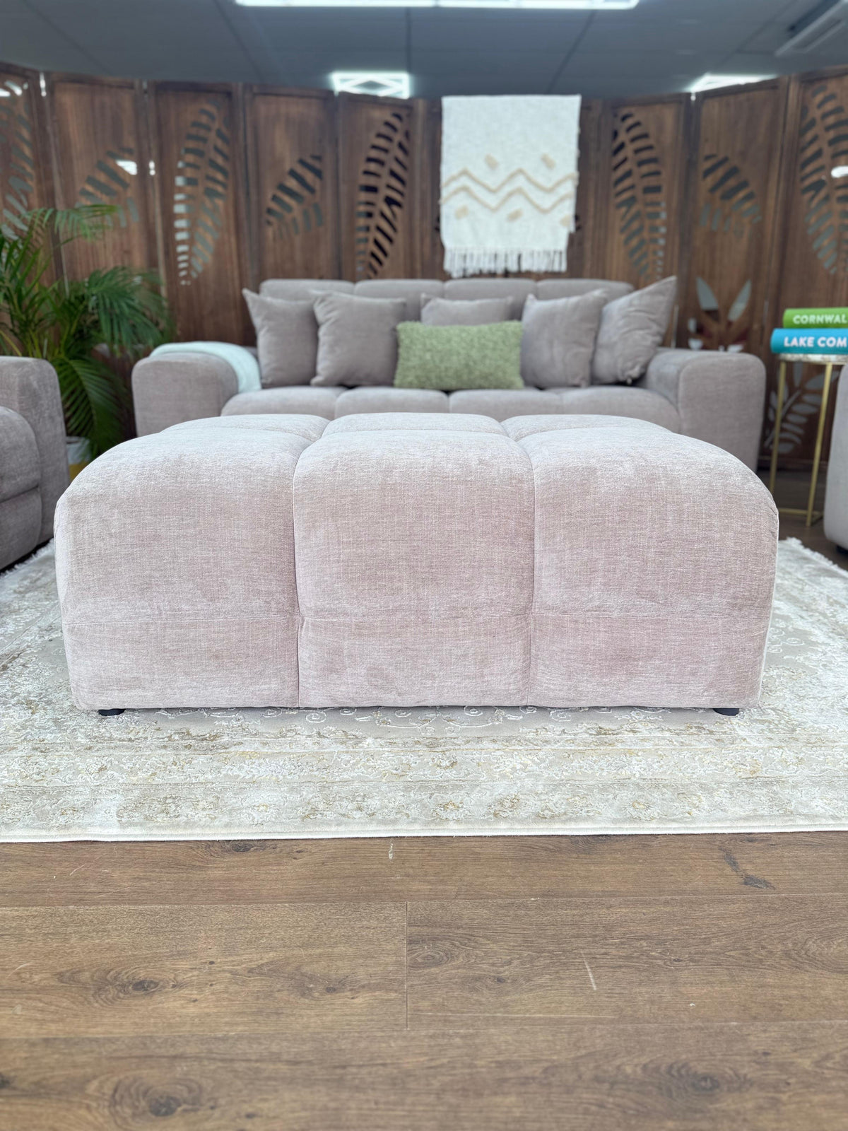 Bamburgh Latte Quilted Footstool – view 2