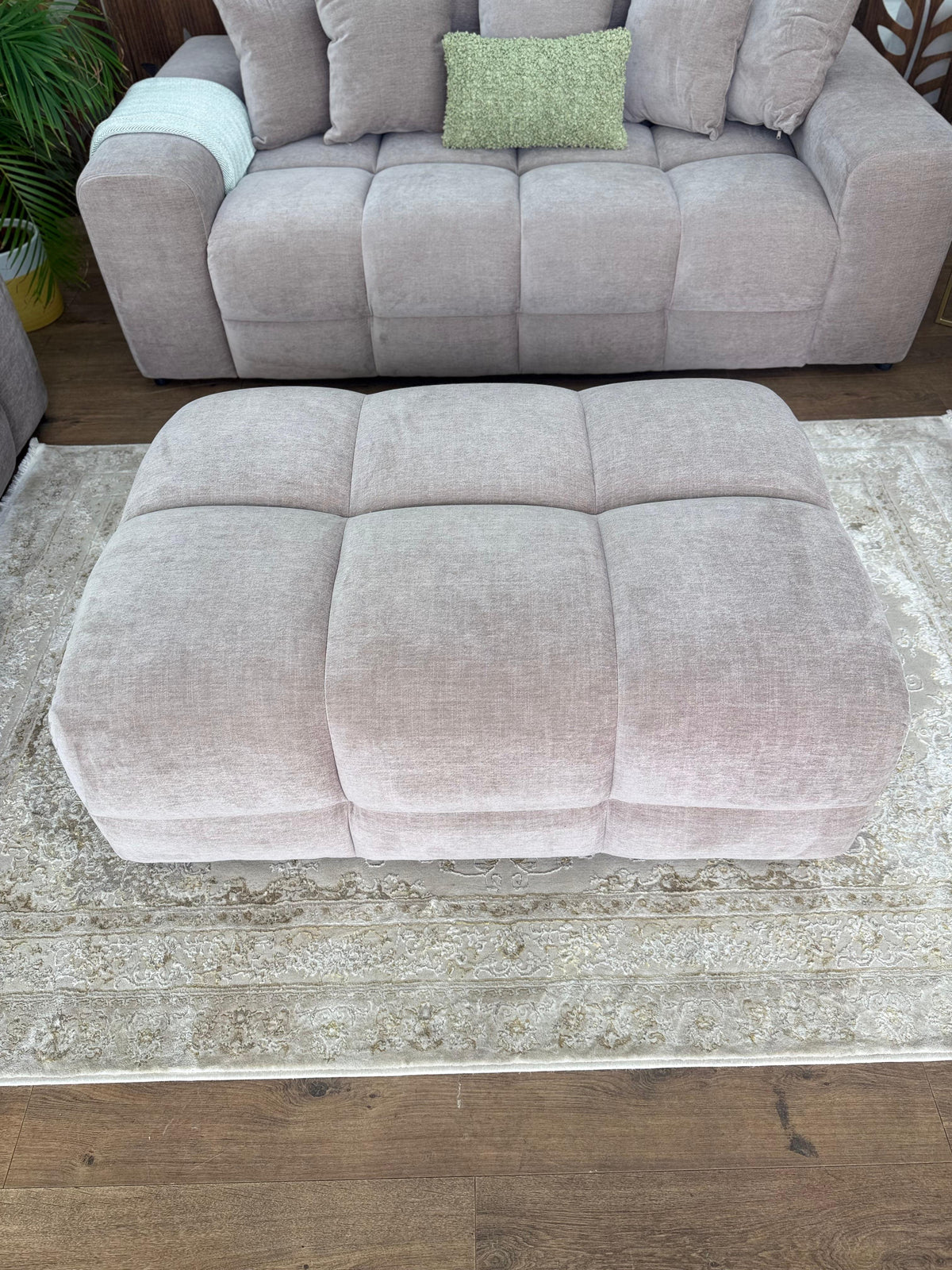 Bamburgh Latte Quilted Footstool – view 3