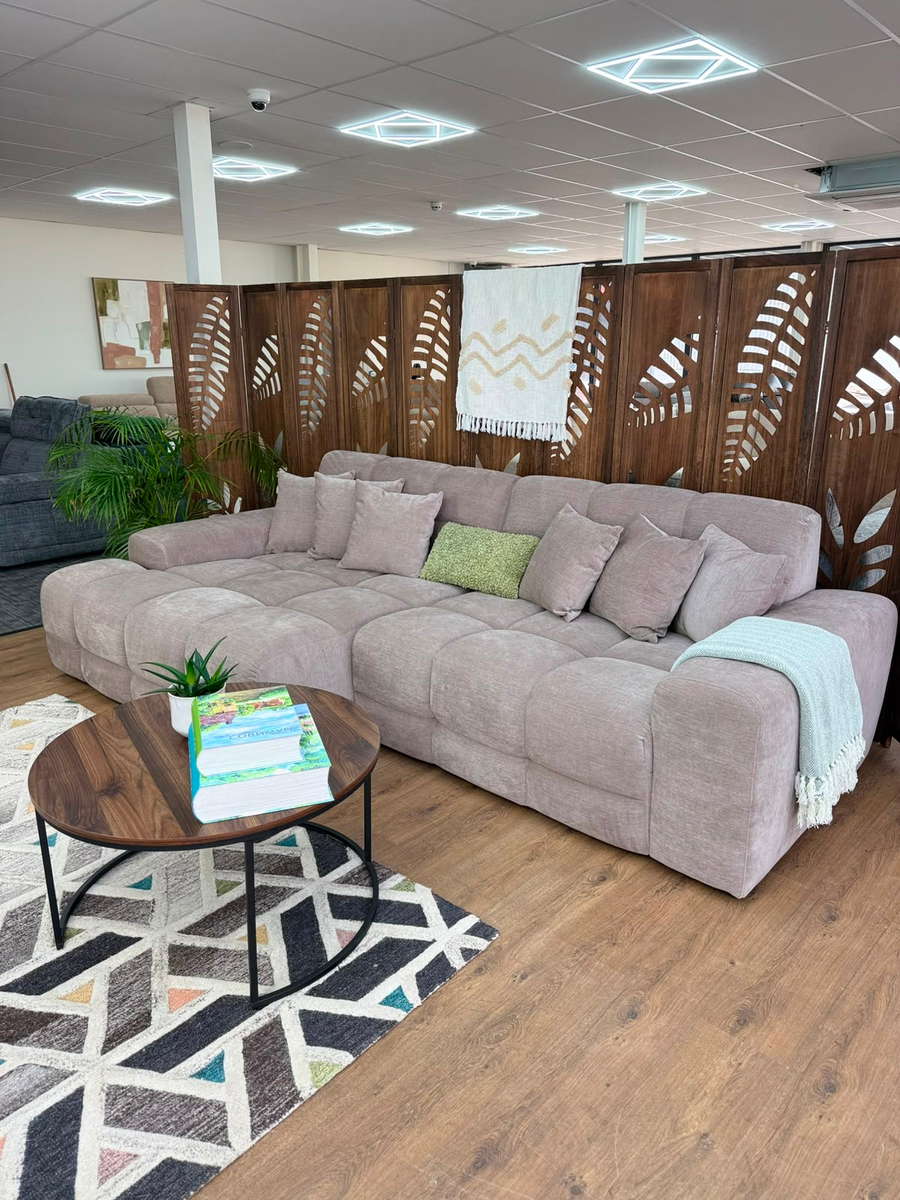 Bamburgh Latte Quilted Left Hand Facing Corner Sofa – view 3