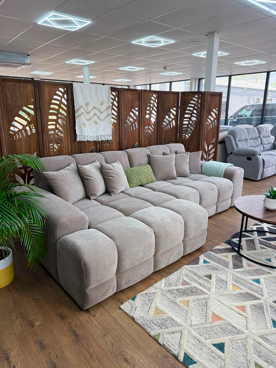 Bamburgh Latte Quilted Left Hand Facing Corner Sofa – view 2