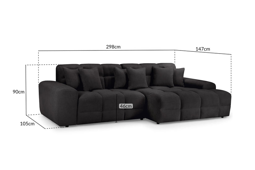 Jacob Right Hand Facing Corner Sofa In Black