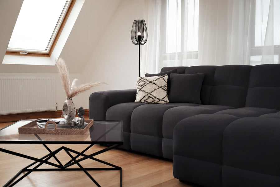 Bamburgh Black Quilted Right Hand Facing Corner Sofa – view 5