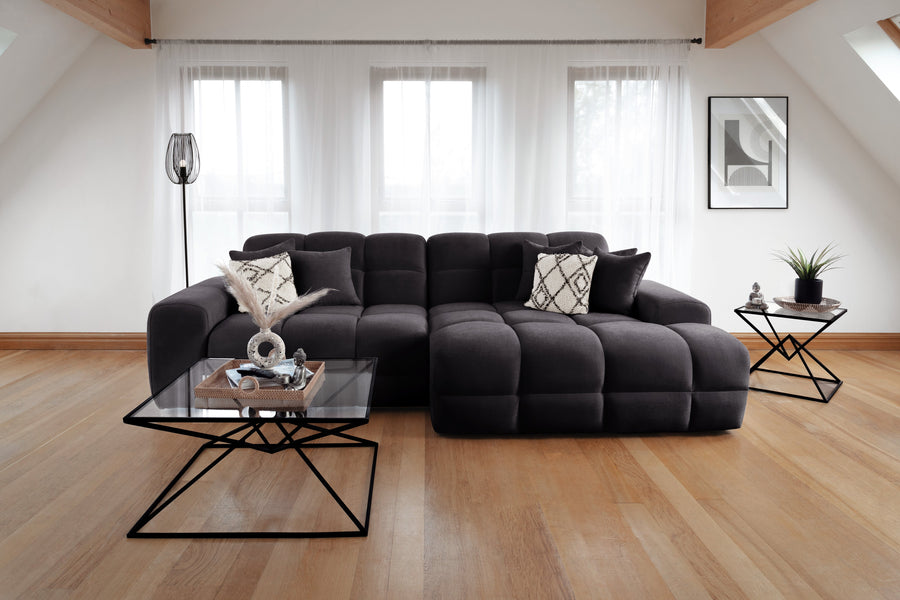 Bamburgh Black Quilted Right Hand Facing Corner Sofa – view 4