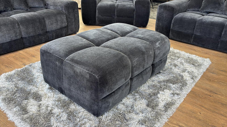 Bamburgh Black Quilted Footstool – view 2