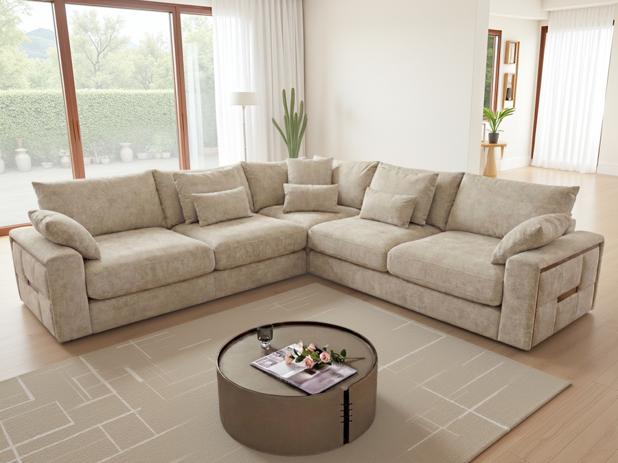 Alnwick Beige Large Corner Sofa
